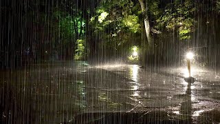 Heavy Rain Sounds into the Night Give Relaxation and a Good Night's Sleep. Sounds of nature