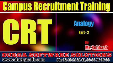 Campus Recruitment Training (CRT) |Aptitude| Analogy Part - 2 by Subhash