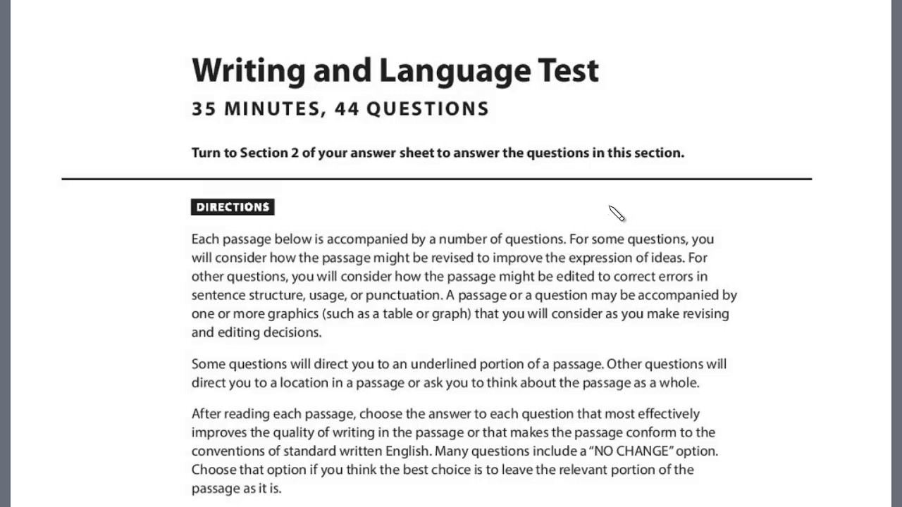 Sat Writing And Language Test