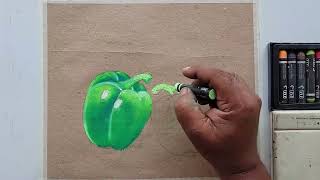 oil pastel capsicum drawing for beginners | #OilPastelArt #BeginnerDrawing #CapsicumSketch