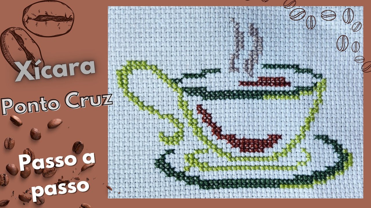Xícara em ponto Cruz Passo a passo  - Iniciante e Profissional
