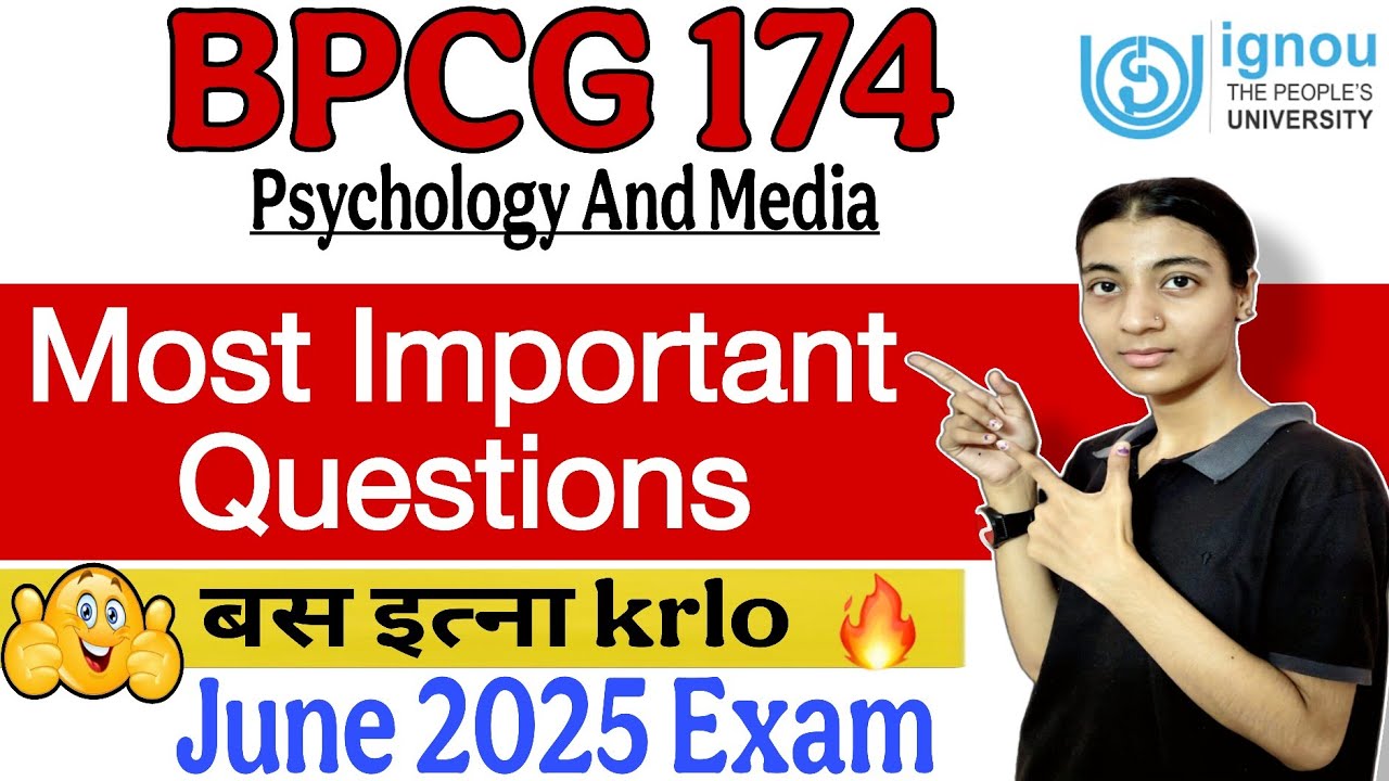 BPCG 174|Important Questions|June 2025 Exam| Ignou classes by Nisha| IGNOU