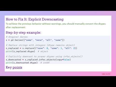 Handling replace and Downcasting Changes in Pandas 2.2.0