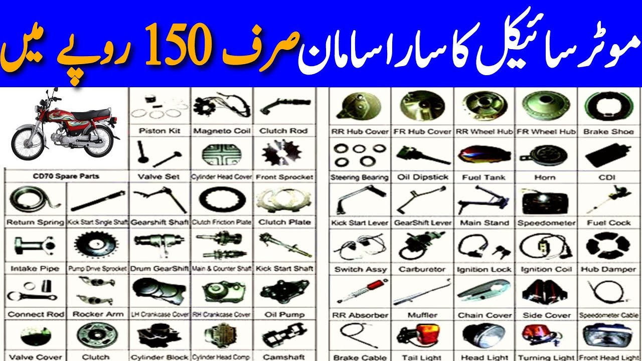 Motorcycle Spare Parts Only 150 RupeeMotorbike Parts Rates 2023