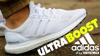 Adidas Ultra Boost All White W On Foot Youtube