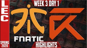 FNC vs XL Highlights | LEC Spring 2020 W3D1 | Fnatic vs Excel