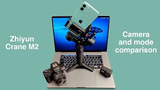 Zhiyun Crane M2 сравнение базовых режимов и камер: GoPro 7, iPhone 11, Canon M50