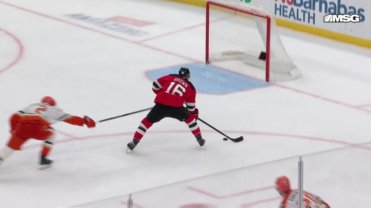 Connor Brown scores a goal against the Anaheim Ducks