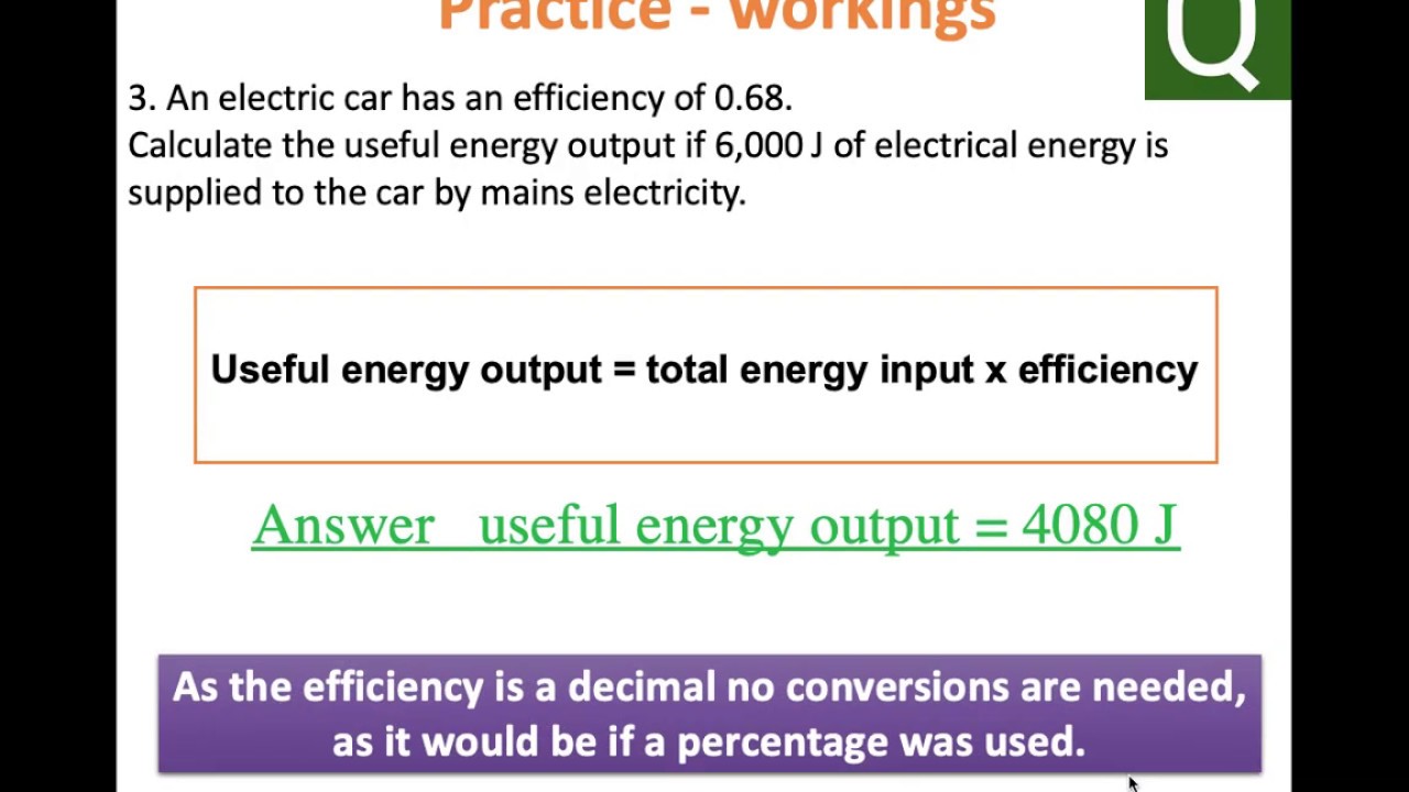 GCSE Physics Equation Efficency, output and input energy