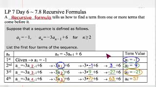 Ch. 7.8 Recursive Formulas
