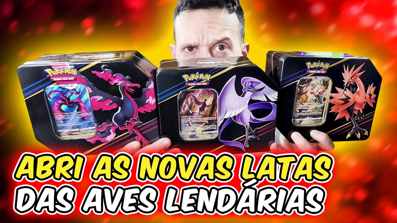 ABRI AS LATAS DAS AVES LENDÁRIAS! TIREI CARTA RARA PREMIUM | CAPITÃO HUNTER CARTAS POKEMON TCG