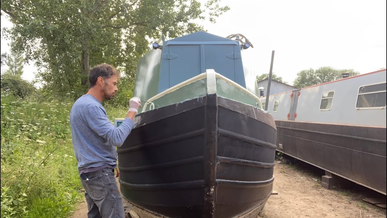 203. Narrowboat external trim painting YouTube
