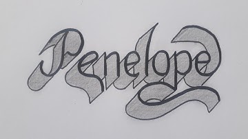 How To Draw 3d Name Penelope On Paper / Drawing Calligraphy Easy Art For Beginners Step By Step