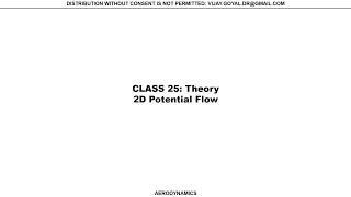 Aerodynamics Class 25 2D Potential Flow