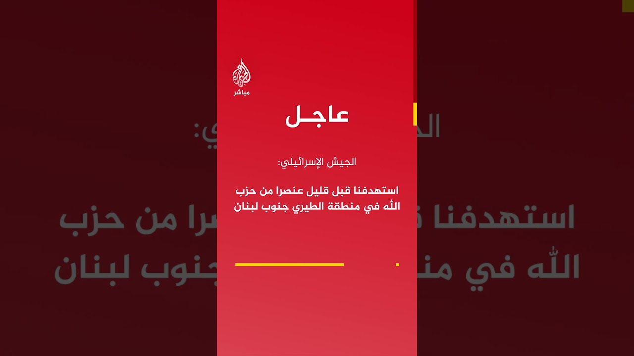 الجيش الإسرائيلي: استهدفنا قبل قليل عنصرا من حزب الله في منطقة الطيري جنوب لبنان