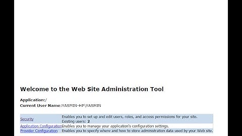 Admin Web Configuration Tool Visual studio 2013