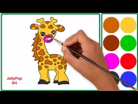 Cara Belajar  menggambar  dan belajar  mewarnai hewan  jerapah 