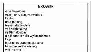 Eksamen by Annesu De Vos | Afrikaanse Gedig Eksamen by Annesu De Vos | Afrikaanse Gedig
