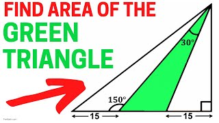 Find Area of the Green Shaded Triangle | Important Geometry skills explained | Fun Olympiad