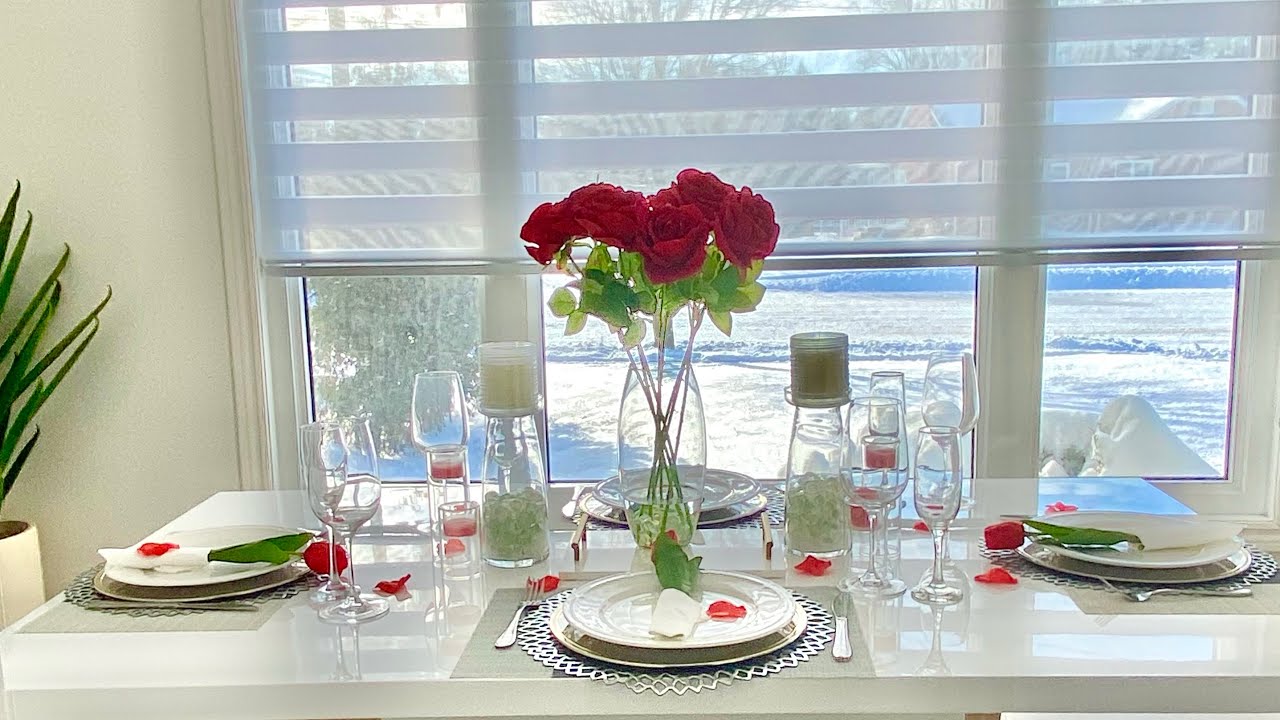 Simple Romantic Valentines Dinner Table SetUp
