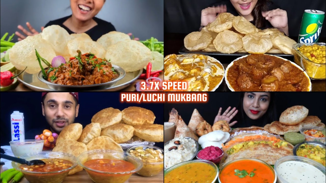 ASMR: Eating Luchi Eating Challenge 😍😋Dosa medu Vada different chutney Puri with dum aloo Mukbang🤤