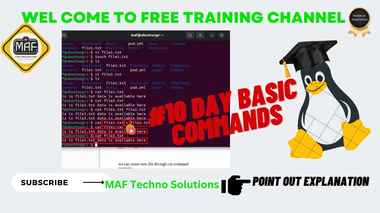 #10 day Basic Linux Commands  | The cat Command and append in Linux  | 