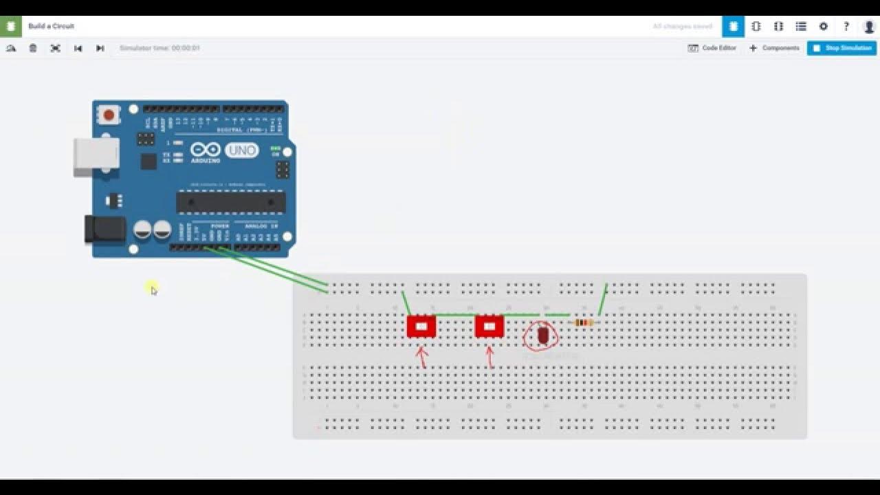 Build Simple Circuit 123d Autodesk Simulation Arduino uno - YouTube