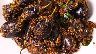 Stuffed Brinjal Masala Fry | Andhra Special Guthi Vankaya Velluli Karam | Live Food