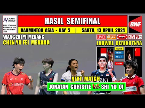 Hasil Semifinal Badminton Asia Championship 2024 Hari Ini ~ CHEN YU FE &amp; WANG ZHI Menang ~ NEXT JOJO