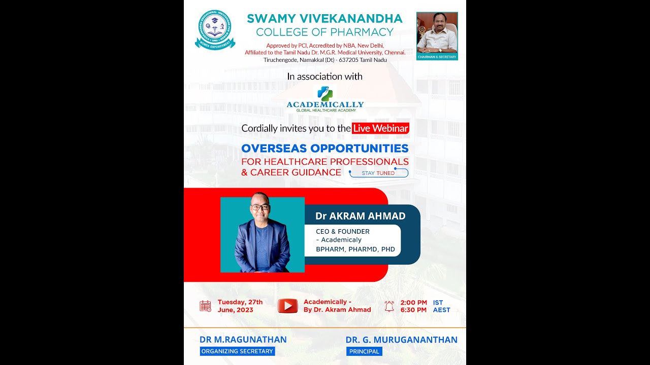 Can an Indian pharmacist work in Australia? || Swamy Vivekanandha College of Pharmacy Tamil Nadu