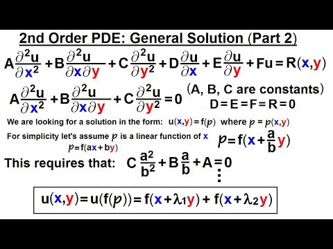 Math Partial Differential Eqn Ch 1 Introduction 27 Of 42 2nd Pde General Form Part 2 Youtube