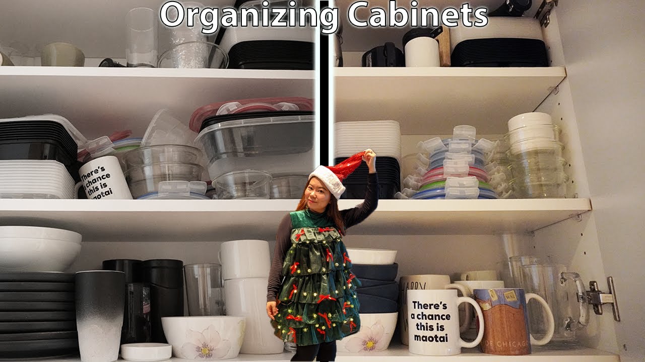 Organizing Cabinets (GRWM for the Holidays) - YouTube