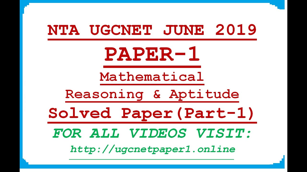UGC NET JUNE 2019 Part-1 Solved Paper || Mathematical ...