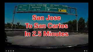 San Jose to San Carlos Dash Cam Fast Driving Time Lapse