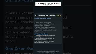 GitHub Trend Depoları: Chalarangelo/30-seconds-of-python 🇹🇷