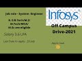 Infosys Hiring-2021| Systems Engineer | Academic criteria | Across India |