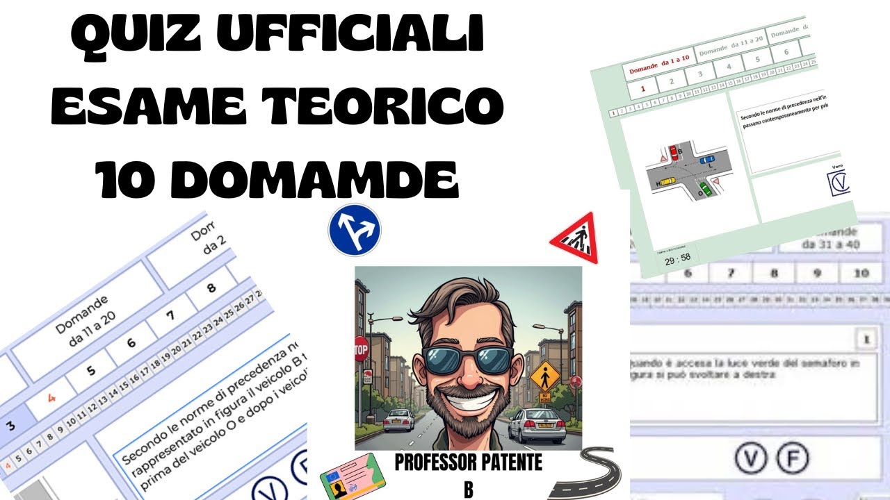Quiz patente B. 10 Domande Ufficiali Esame Teorico