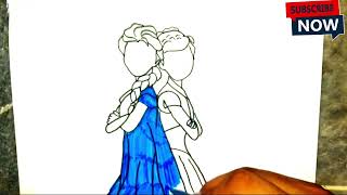 Elsa And Anna From Frozen Drawing, Painting & Coloring For Kids and Toddlers_ Kids Art
