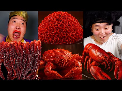 SPICY King Crab & Octopus Fire Noodles 🔥 King Beggar's craziest mukbang reaction 🤣