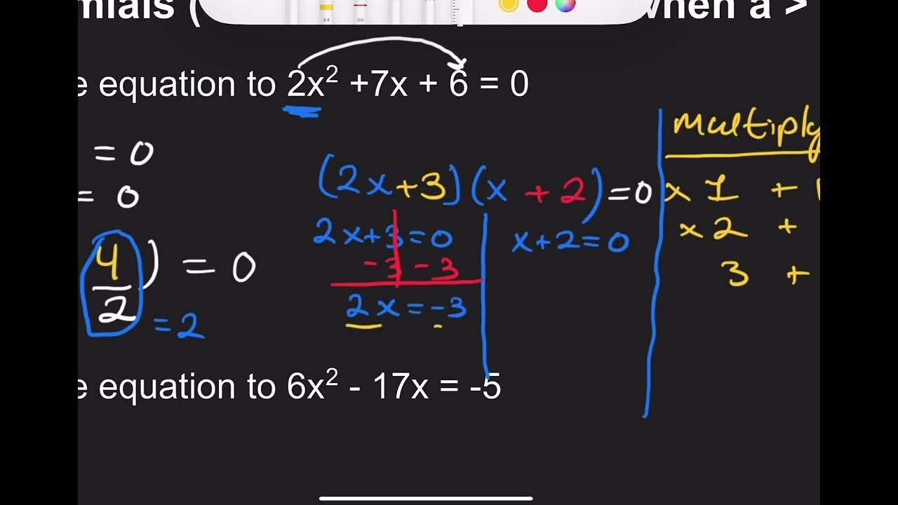 Factoring Quadratic Equations when a is greater than 1 YouTube