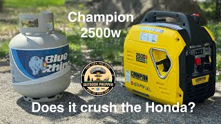 Best Portable Generator! Champion 2500 watt dual fuel crushes Honda eu2200i