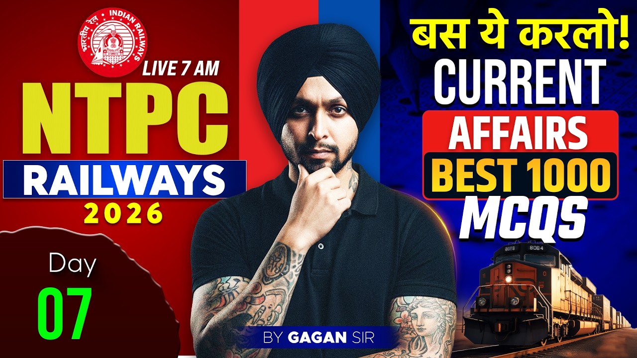 RRB NTPC 2026 | NTPC Current Affairs 2026 | Best 1000 MCQs | Current Affair For RRB NTPC 2026