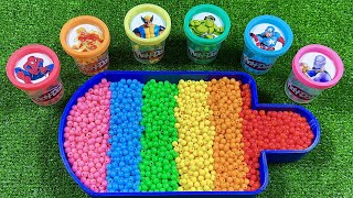 Satisfying Video | Bathtub Ice Cream OF Mixing Rainbow Beads ON Grass PlayDoh & Cutting ASMR  #12