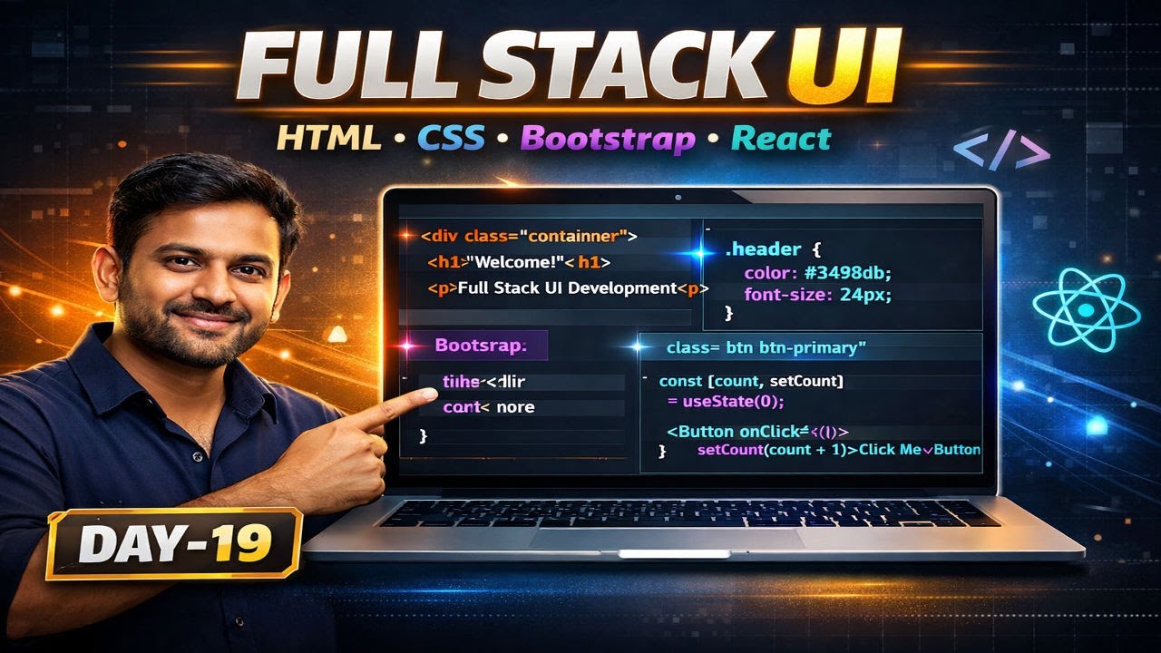 Full Stack UI Development Day 19 | HTML CSS Bootstrap React | Frontend ...