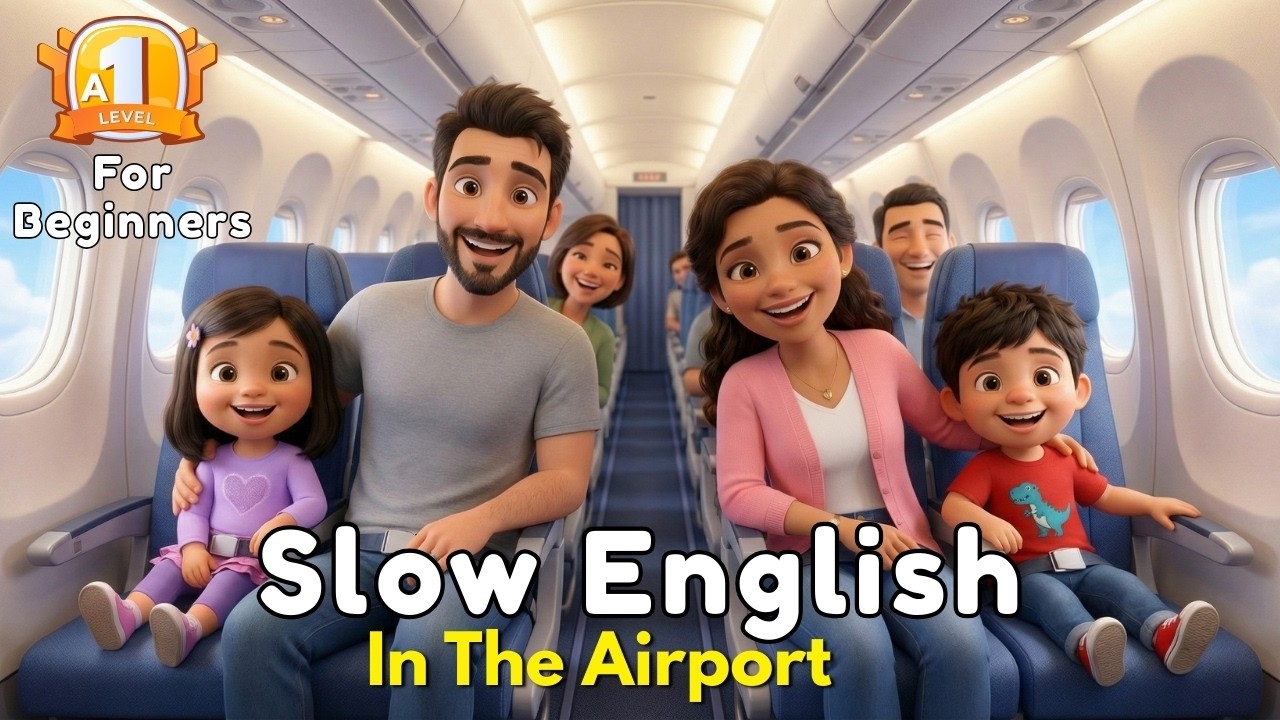 Семейное путешествие в аэропорт | Простая английская история для аудирования (уровень A1) ✈️