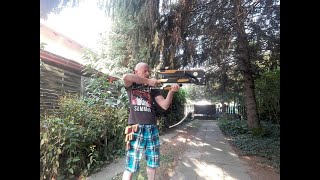 7 shot 150lbs Homemade repeating crossbow use quick loader and shooting