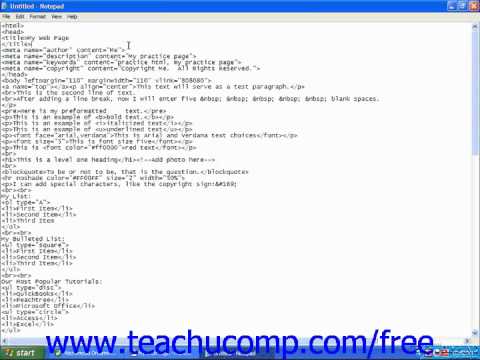 HTML Tutorial Simple Text Editors Training Lesson 1.7