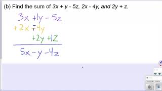 Lesson 5e(1) - Addition of Algebraic Expressions