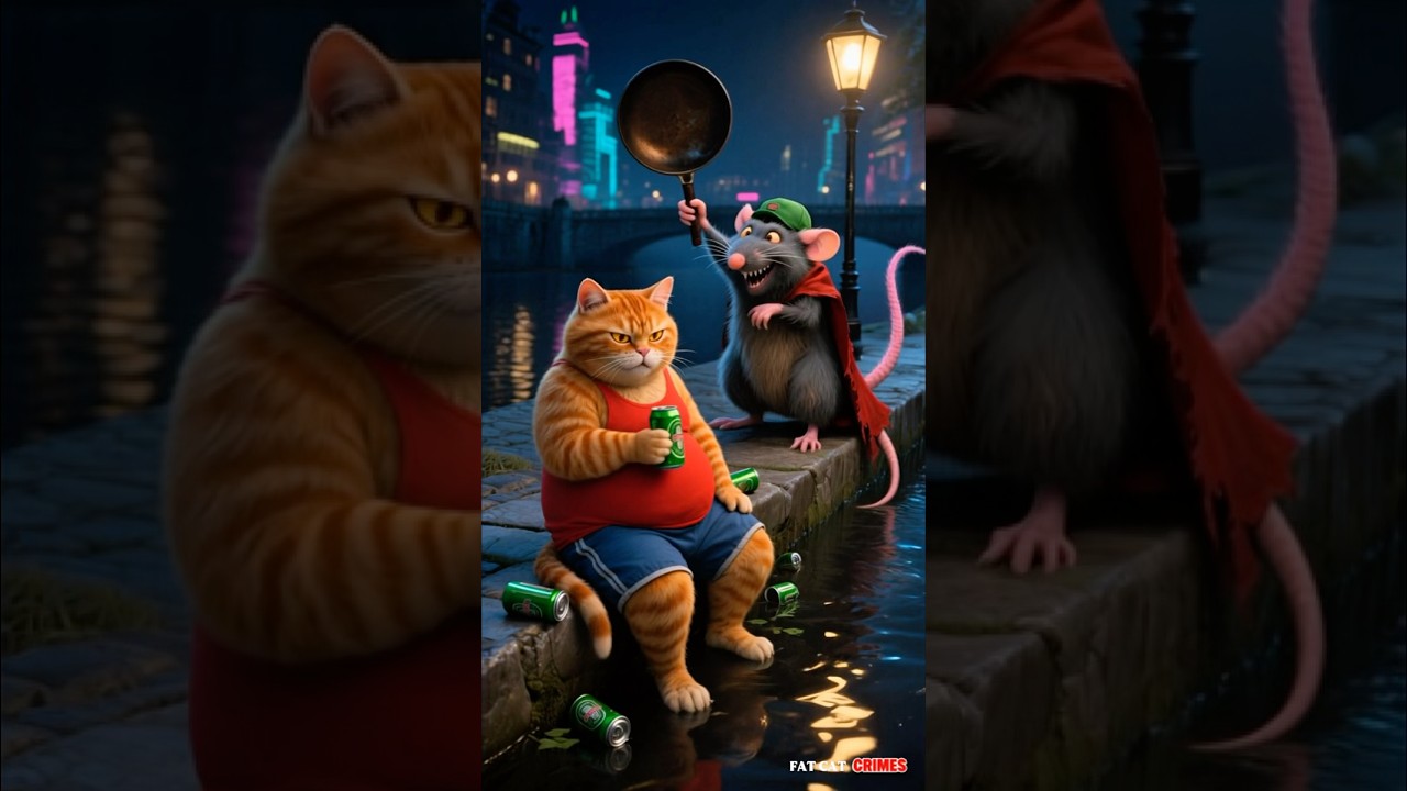 Orange Cat Police vs Rat 🐭🔥 