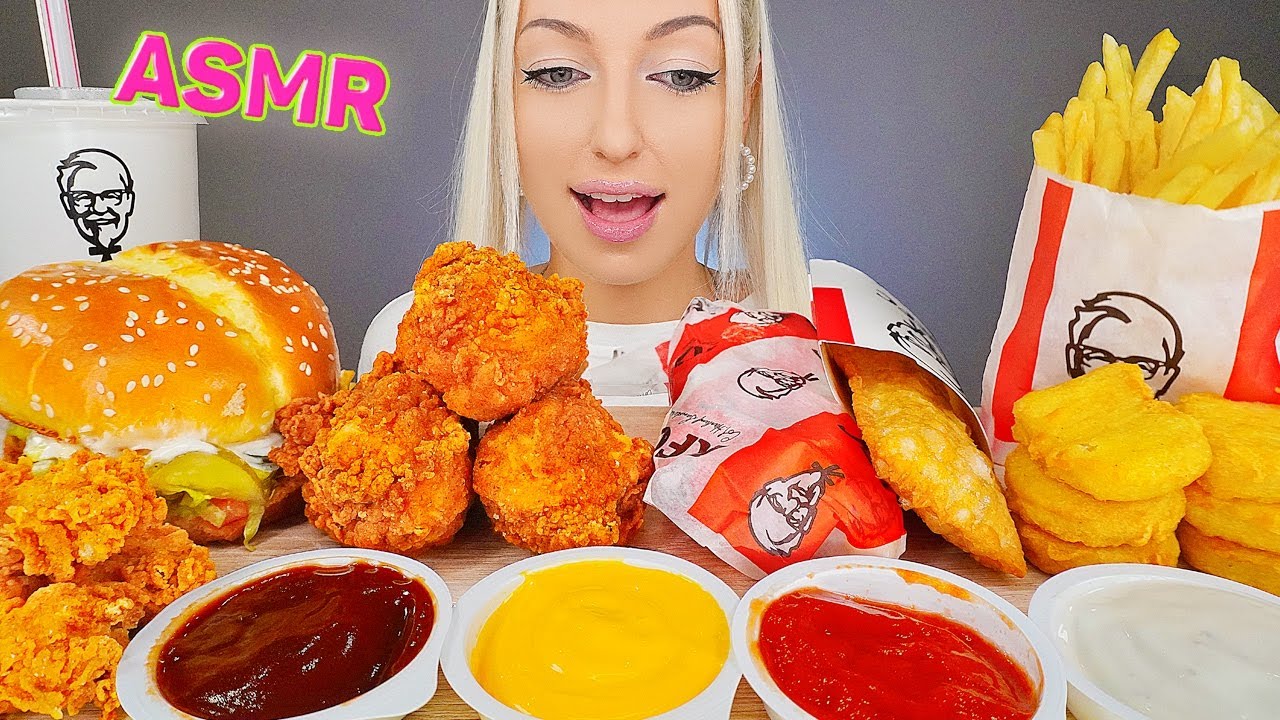 ASMR EATING KFC, FRIED CHICKEN, BURGER, NUGGETS, FRIES, SHAWARMA (FAST FOOD) MUKBANG, 바삭한 후라이드 치킨 먹방